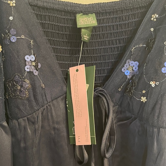 NWT Women's Embellished Mini Babydoll Dress - Wild Fable Navy Blue Size Large - Picture 3 of 9